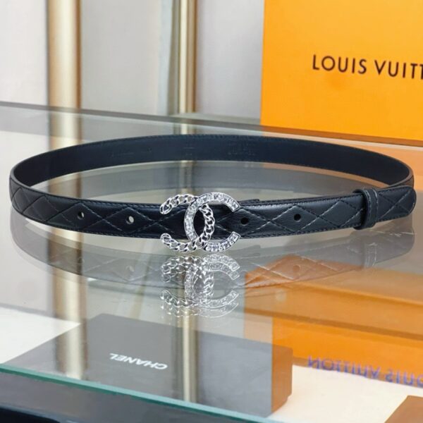 CHANEL rhinestone  logo belt 20mm