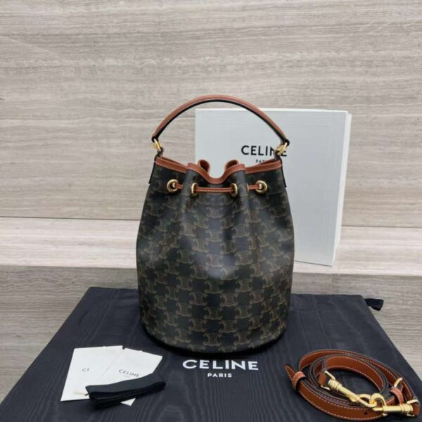 CELINE CLARA BAG in TRIOMPHE CANVAS AND CALFSKIN
