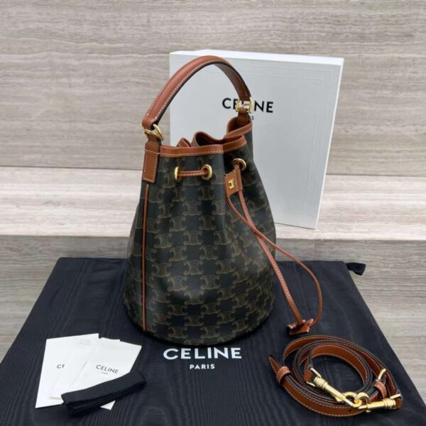 CELINE CLARA BAG in TRIOMPHE CANVAS AND CALFSKIN