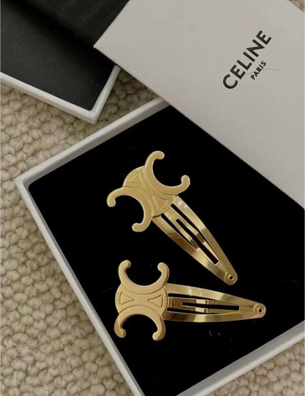 CELINE Triomphe Set of 2 Snap Hair Clips