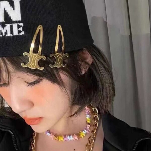 CELINE Triomphe Set of 2 Snap Hair Clips