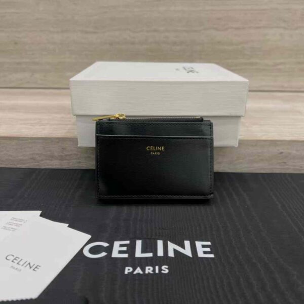 CELINE COMPACT WALLET WITH COIN TRIOMPHE in Shiny calfskin