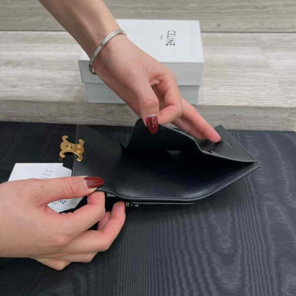 CELINE COMPACT WALLET WITH COIN TRIOMPHE in Shiny calfskin