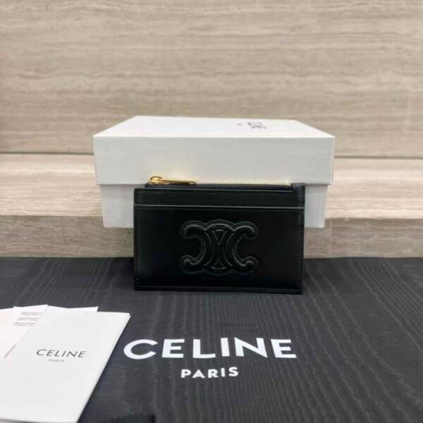 CELINE CARD HOLDER CUIR TRIOMPHE IN SHINY CALFSKIN