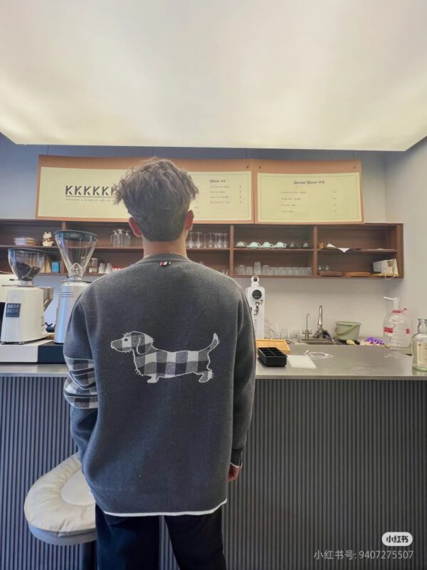 THOM BROWNE  Classic puppy knitted cardigan