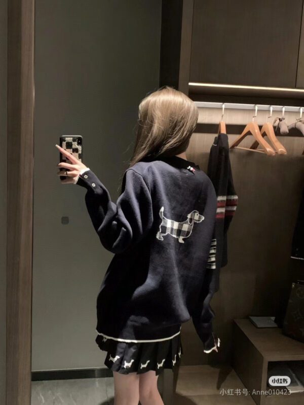 THOM BROWNE  Classic puppy knitted cardigan