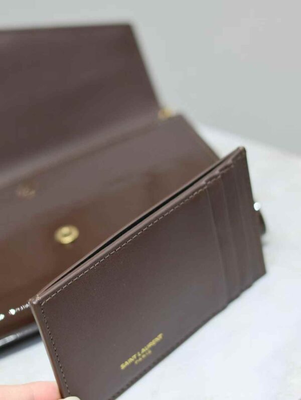 YSL uptown mini chain wallet in patent leather