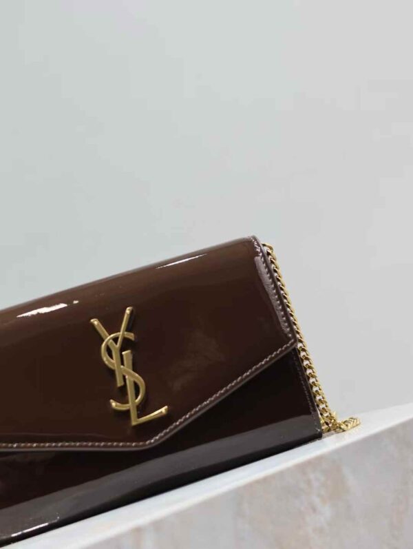 YSL uptown mini chain wallet in patent leather