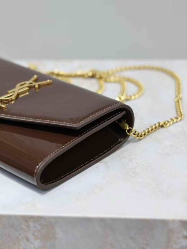 YSL uptown mini chain wallet in patent leather