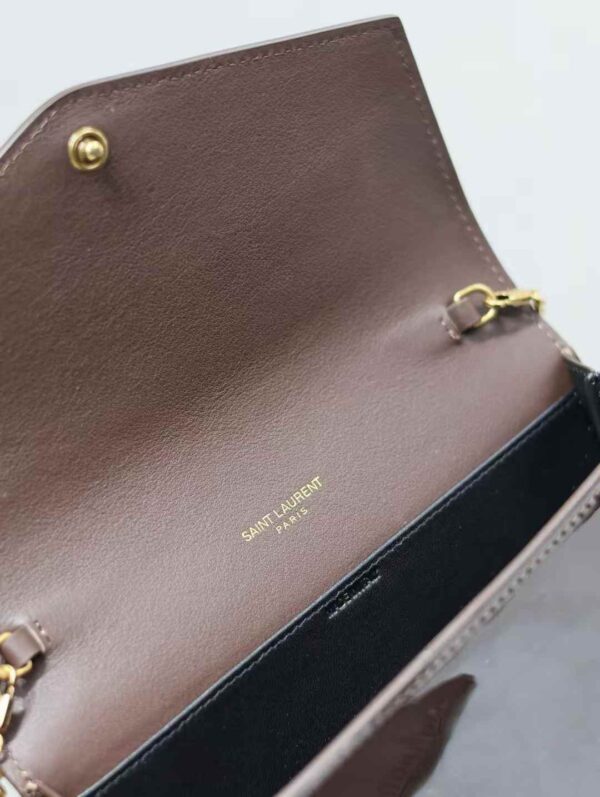 YSL uptown mini chain wallet in patent leather