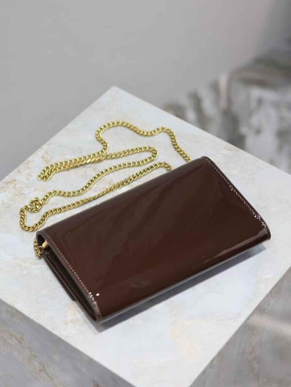 YSL uptown mini chain wallet in patent leather