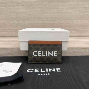 CELINE Card holder in Triomphe canvas with Celine Print
