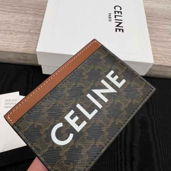 CELINE Card holder in Triomphe canvas with Celine Print