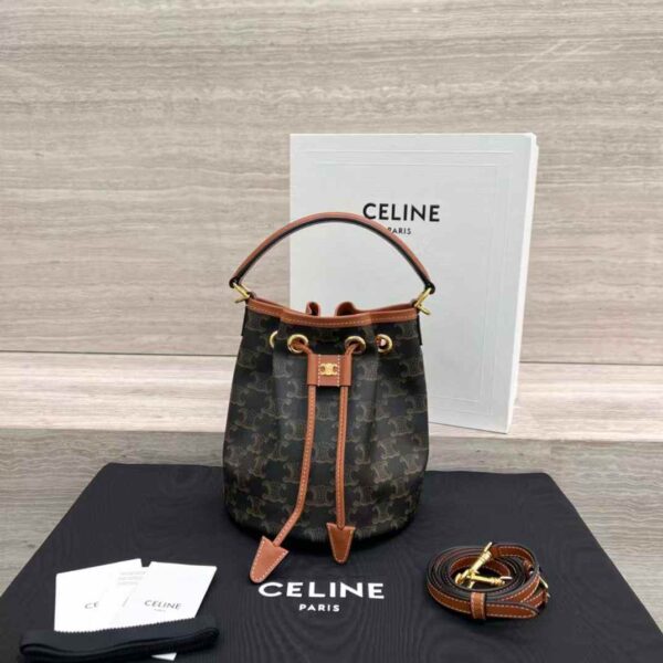 CELINE TEEN CLARA BAG IN Triomphe Canvas and calfskin
