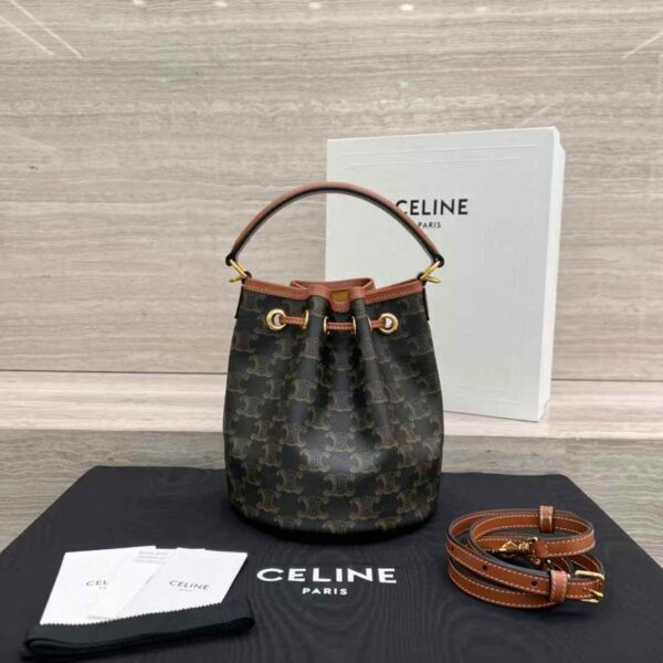 CELINE TEEN CLARA BAG IN Triomphe Canvas and calfskin