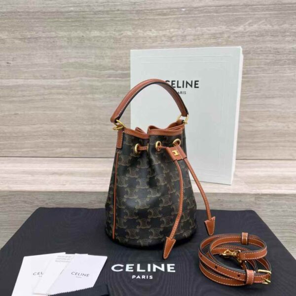 CELINE TEEN CLARA BAG IN Triomphe Canvas and calfskin