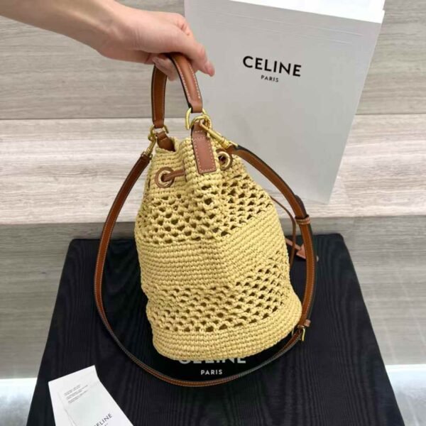 CLARA CELINE CLASSIC PANIER in RAFFIA AND CALFSKIN