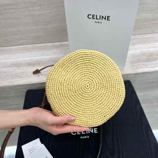 CLARA CELINE CLASSIC PANIER in RAFFIA AND CALFSKIN