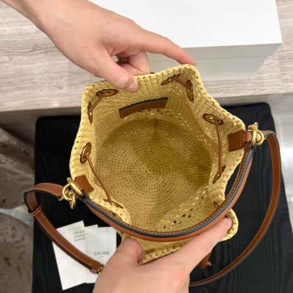 CLARA CELINE CLASSIC PANIER in RAFFIA AND CALFSKIN