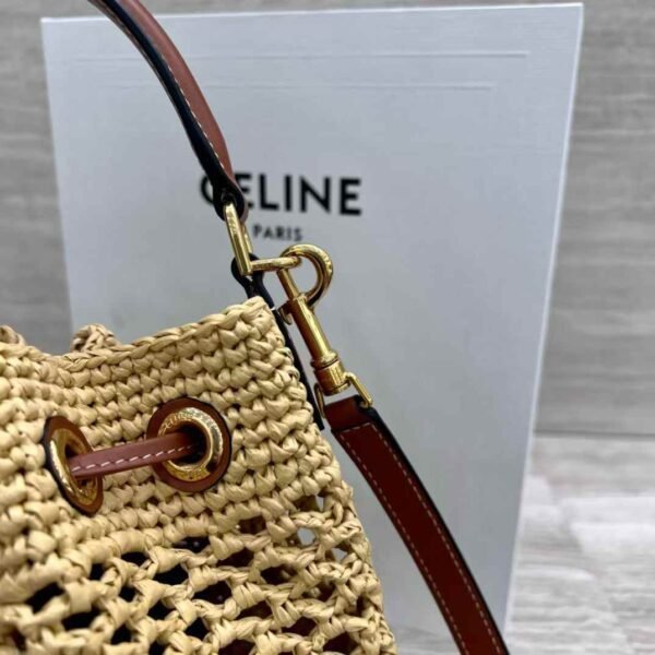 CLARA CELINE CLASSIC PANIER in RAFFIA AND CALFSKIN
