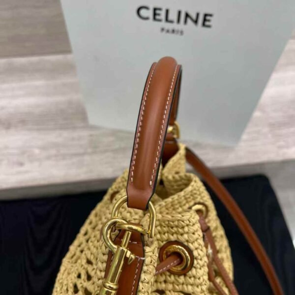 CLARA CELINE CLASSIC PANIER in RAFFIA AND CALFSKIN
