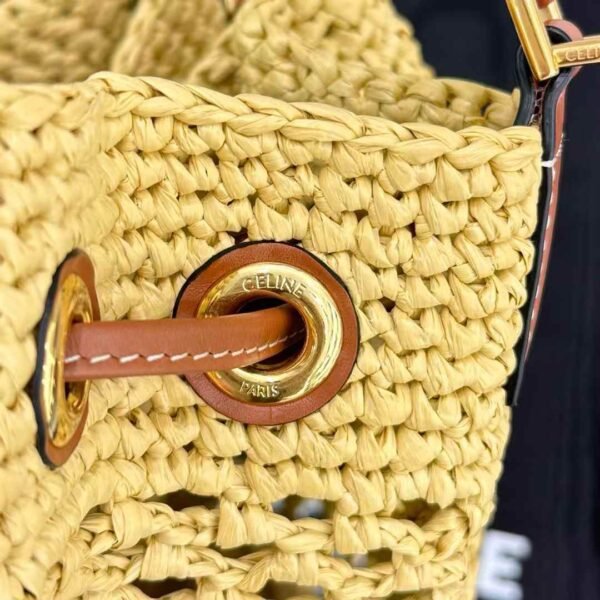 CLARA CELINE CLASSIC PANIER in RAFFIA AND CALFSKIN