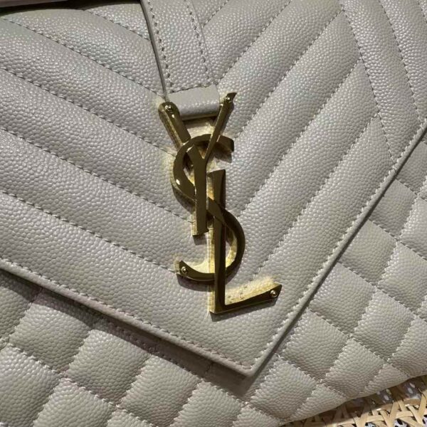 YSL envelope medium in quilted grain de poudre embossed leather