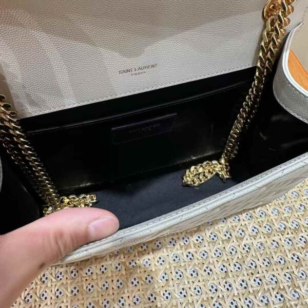 YSL envelope medium in quilted grain de poudre embossed leather