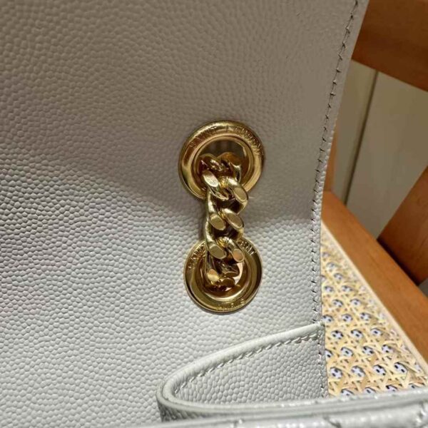 YSL envelope medium in quilted grain de poudre embossed leather