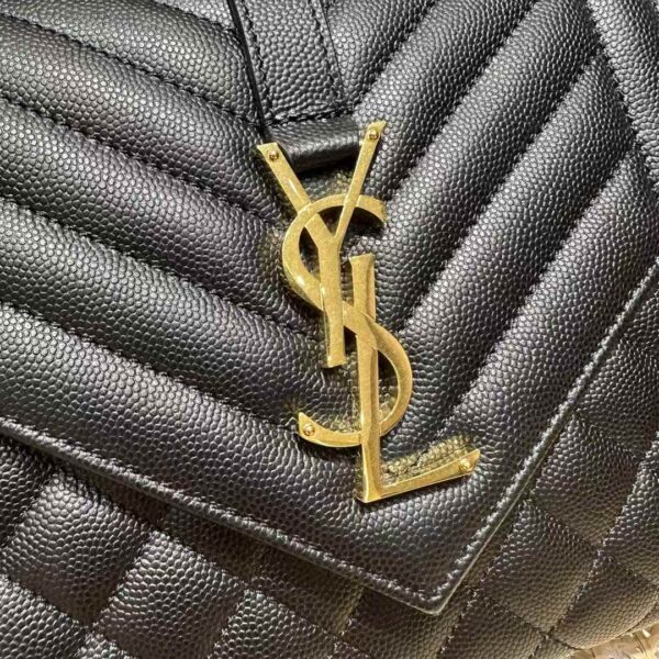 YSL envelope  quilted grain de poudre embossed leather