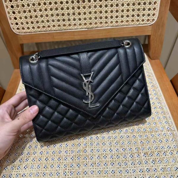 YSL envelope  quilted grain de poudre embossed leather