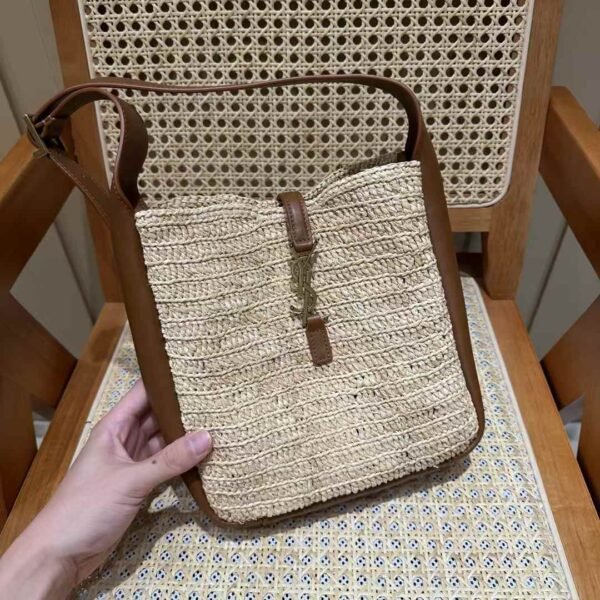 YSL LE 5 À 7 supple small in raffia and leather