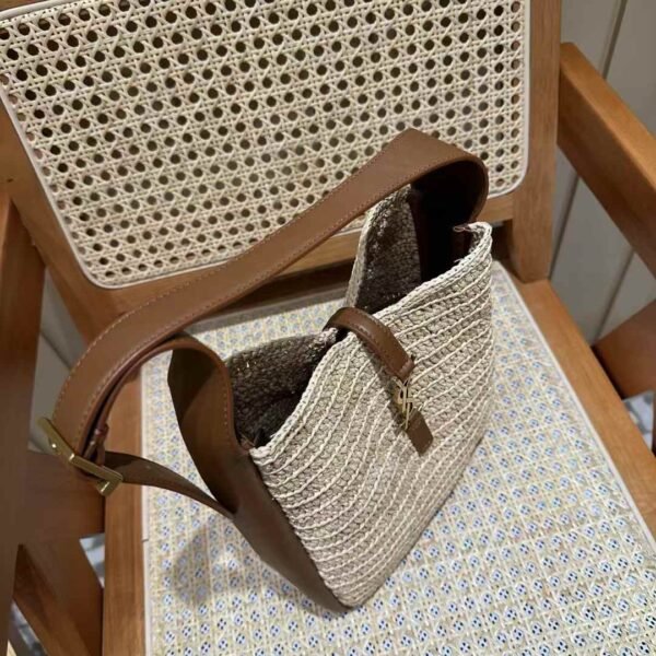 YSL LE 5 À 7 supple small in raffia and leather