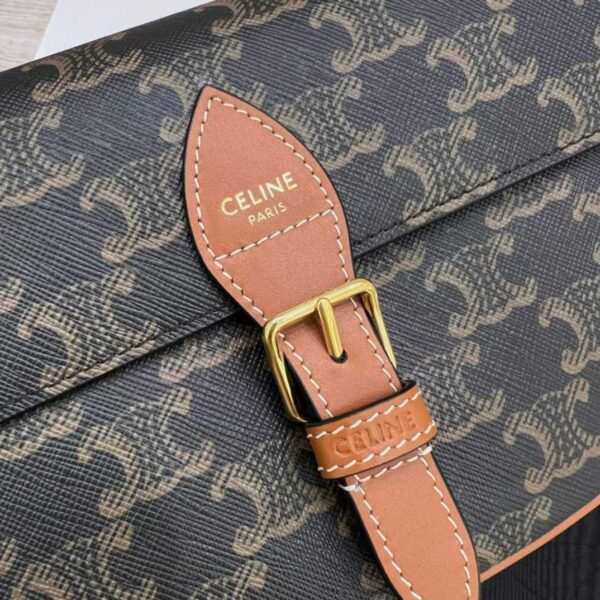 CELINE FOLCO SHOULDER BAG IN Triomphe Canvas and Calfskin