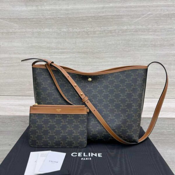 CELINE SOFT SHOPPER BAG IN Triomphe Canvas and Calfskin