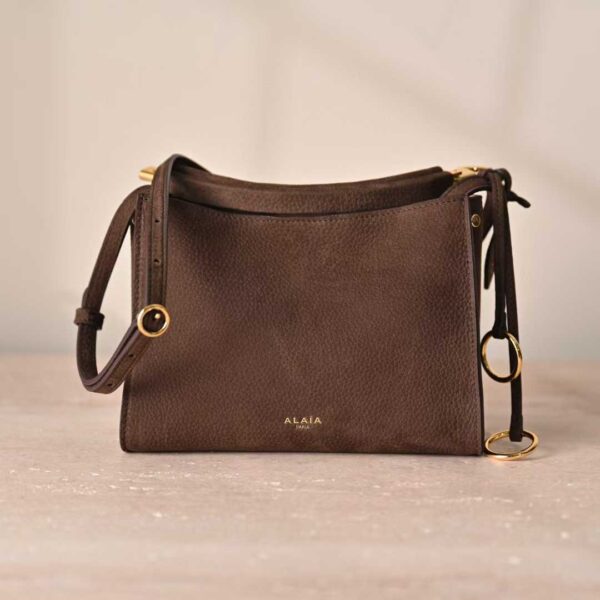 ALAIA LE CLICK SMALL SQUARE BAG IN NUBUCK