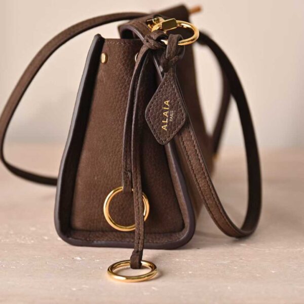 ALAIA LE CLICK SMALL SQUARE BAG IN NUBUCK