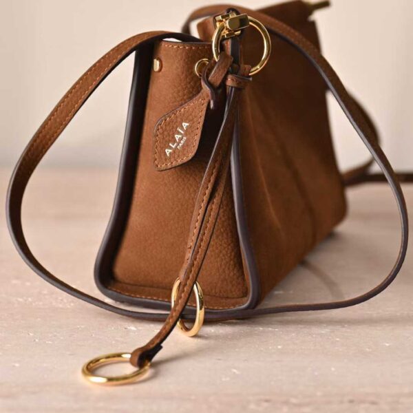 ALAIA LE CLICK SMALL SQUARE BAG IN NUBUCK