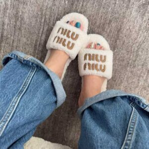MIUMIU Lamb hair slippers