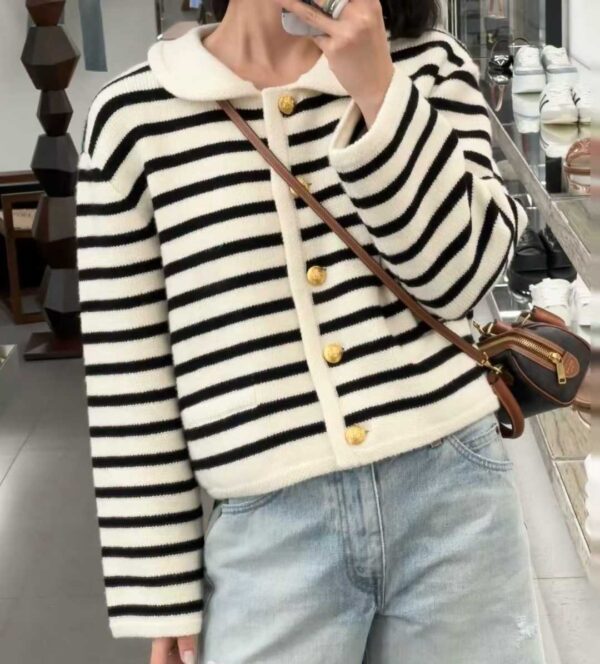 CELINE Striped knitted cardigan