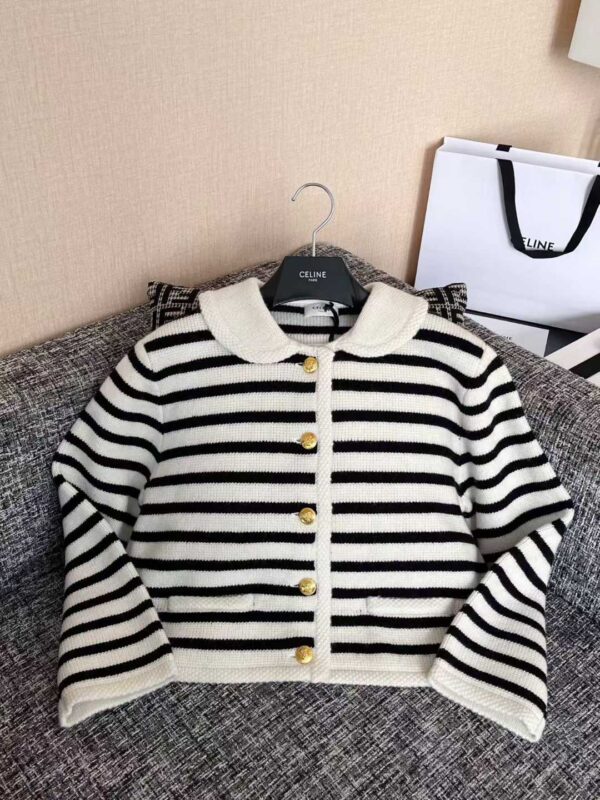 CELINE Striped knitted cardigan