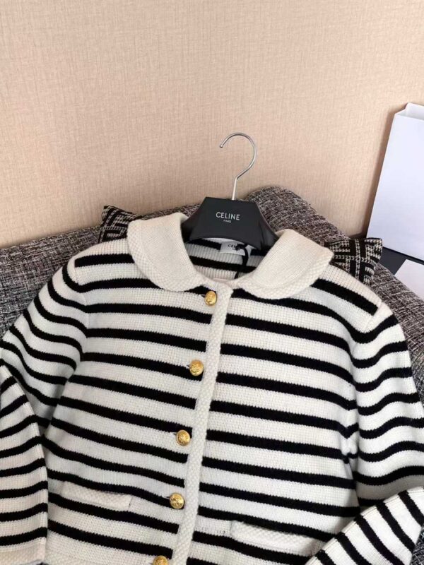 CELINE Striped knitted cardigan