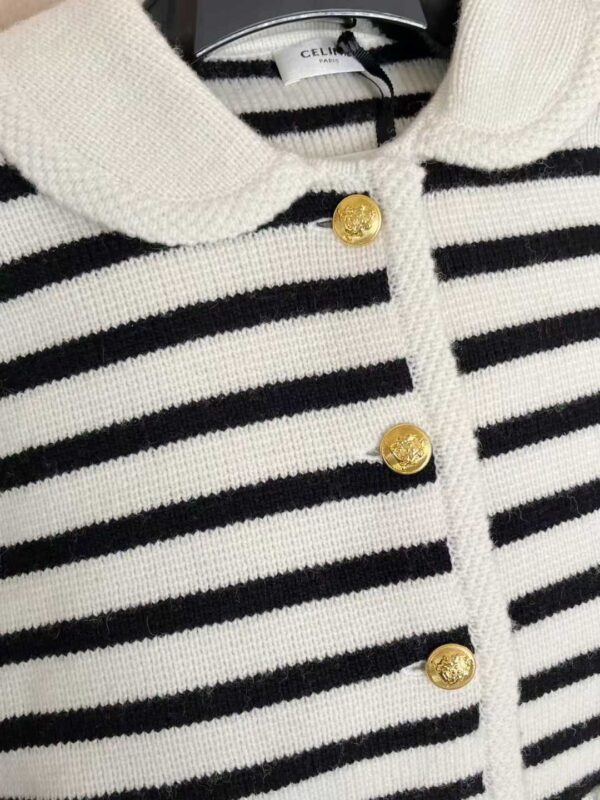 CELINE Striped knitted cardigan