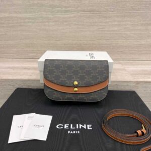 CELINE DUO WALLET ON STRAP IN Triomphe Canvas and Calfskin