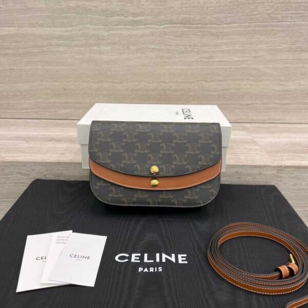 CELINE DUO WALLET ON STRAP IN Triomphe Canvas and Calfskin
