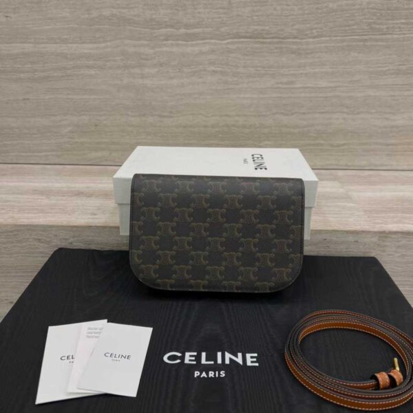 CELINE DUO WALLET ON STRAP IN Triomphe Canvas and Calfskin