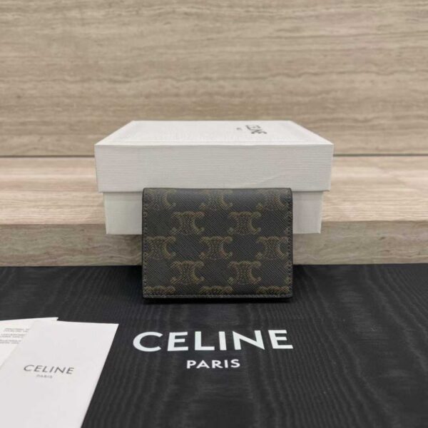 CELINE BI-FOLD CARD HOLDER IN Shiny calfskin