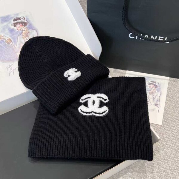 CHANEL scarf and cold cap