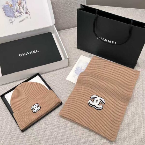 CHANEL scarf and cold cap