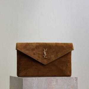 YSL CASSANDRE pouch on chain in suede